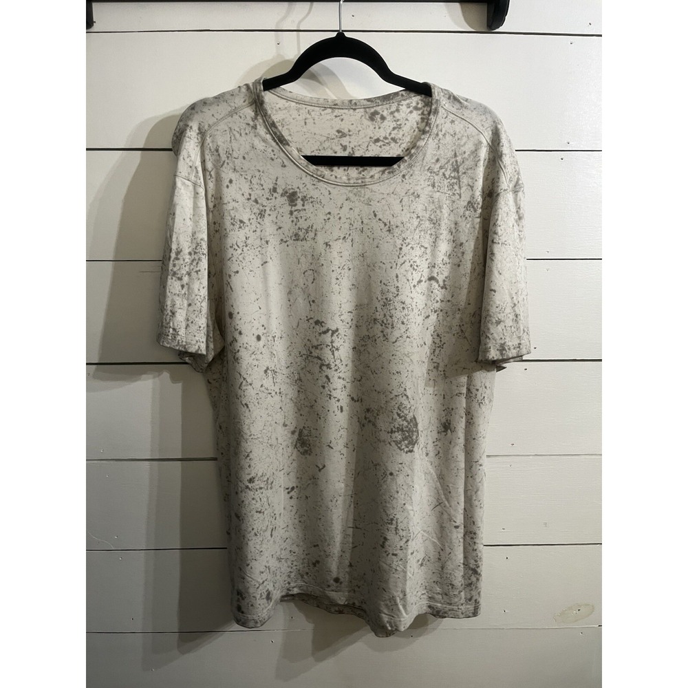 Lululemon Marble Dye Athletic T Shirt Men's XL White Gray‎ Pattern